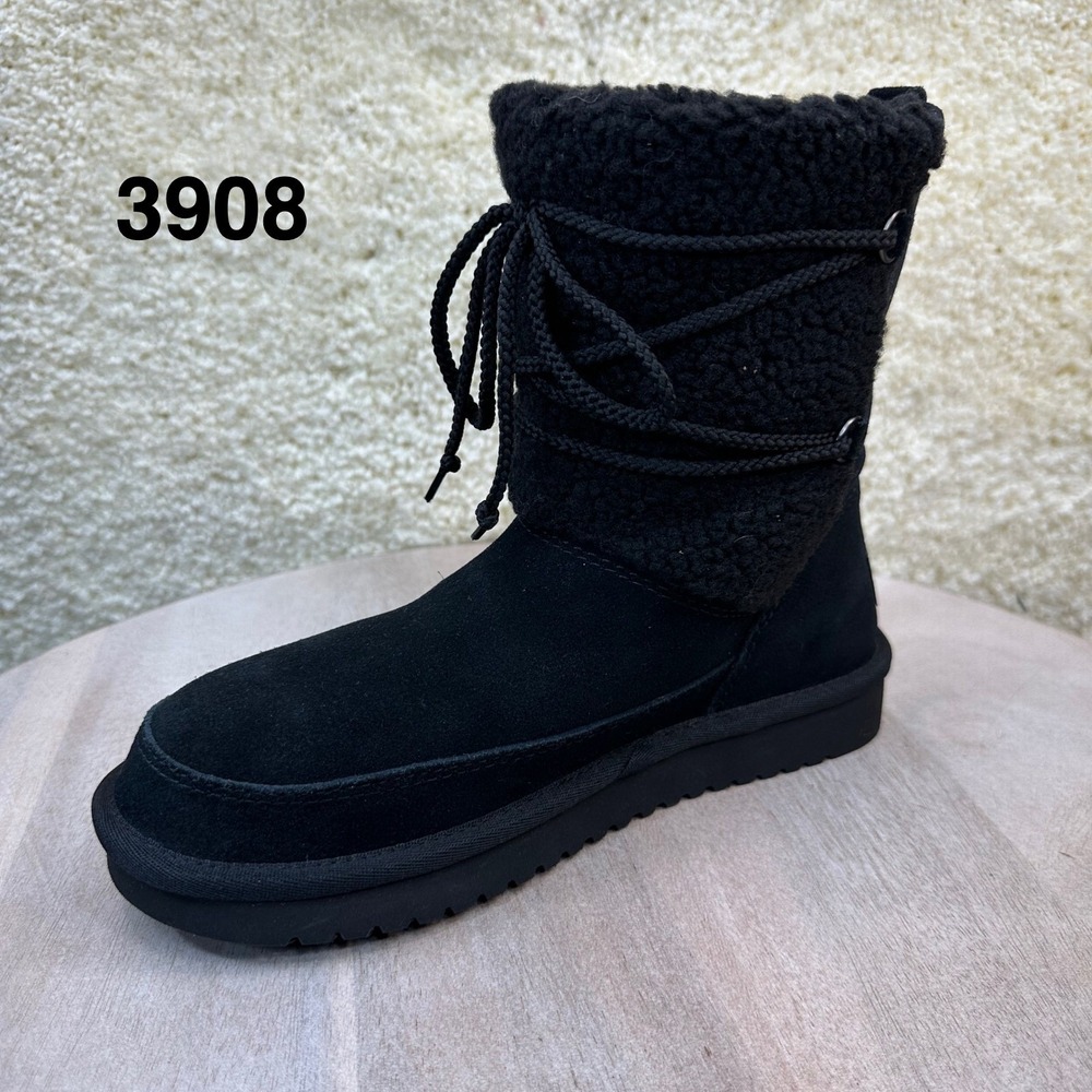Koolaburra by UGG Womens Size 6 Michon Short Shearling Boot Black Winter New